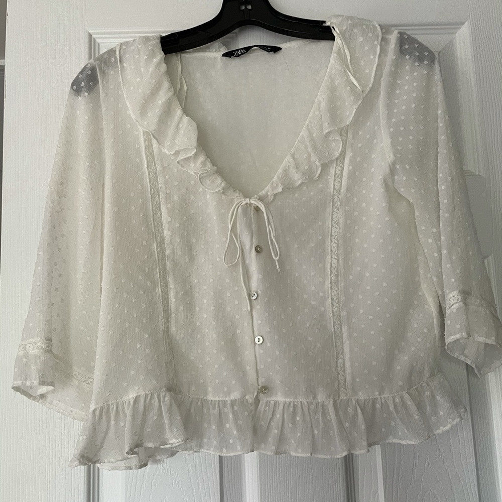 Zara White Button Up Top